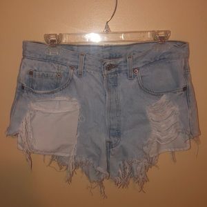 Super distressed denim shorts